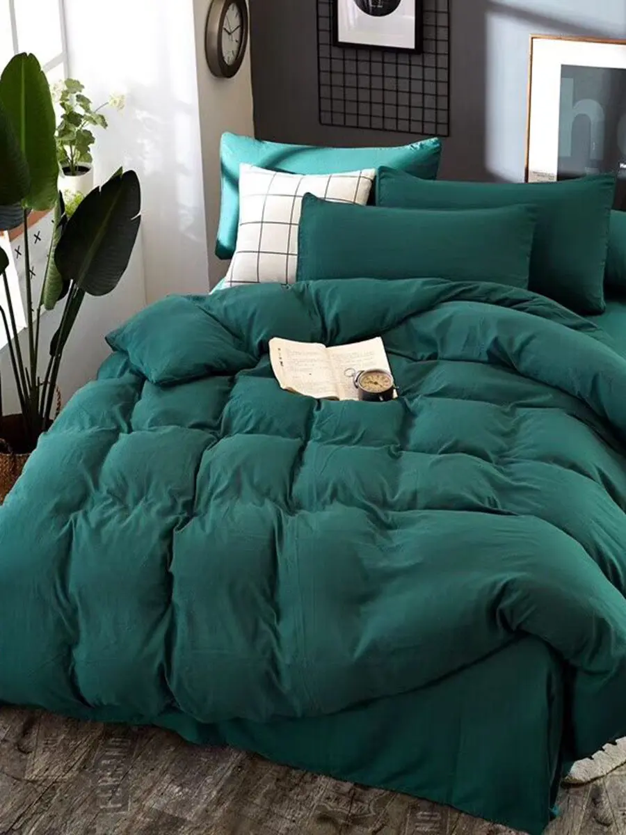 

3/4Pcs Duvet Cover Set Modern Brief Style Solid Color Washable Bedding Set