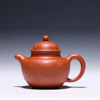

240ML Yixing Vintage Pattern Authentic Purple Clay Teapot All Handmade Filter Zisha Black Tea Kettle Raw Ore Dahongpao Pot Gift