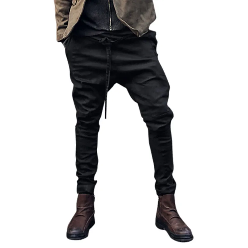 

Plus Size 3XL Black Cool Pants Harem Pants Hiphop Slim Fit Cross-Pants Drop Crotch Elastic Waist Slack Trousers Joggers Bottom