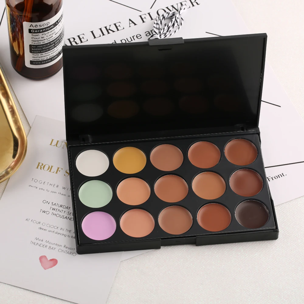 Makeup Facial Concealer Camouflage Cream Base Palette Cosmetic Beauty Tools 15 Color Pro Corrector                               (5)