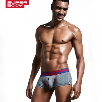 

Superbody Brand Men's Underwear Low-waisted Button Decorative Twill Belt Features U Convex Design Boxers