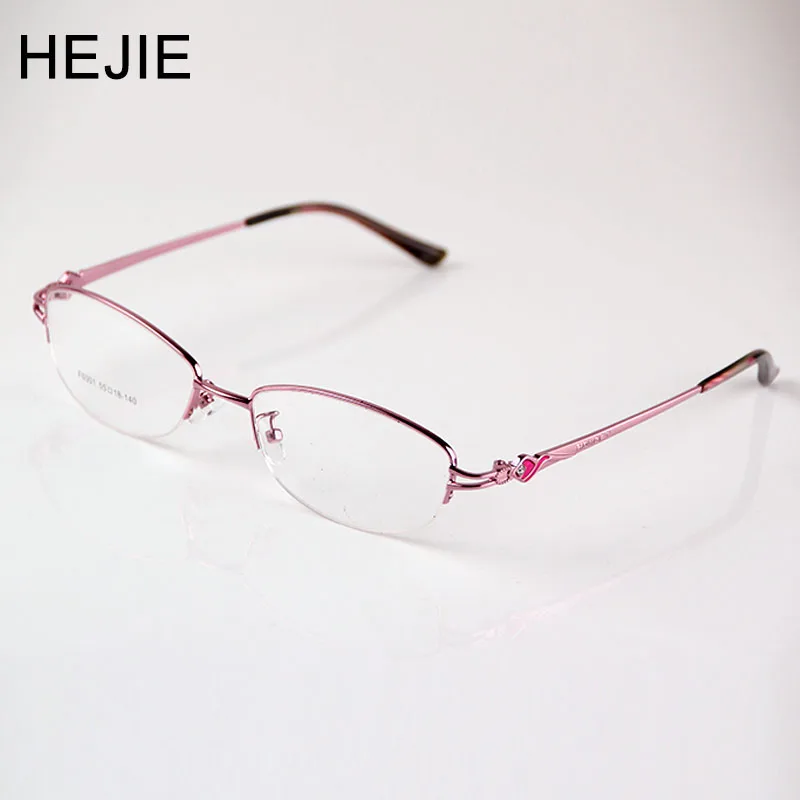 

Elegant Women Alloy Semi-rimless Eyeglasses Frames Female Metal Optical Glasses Frame Clear Lens Size 55-18-140mm Oculos F6001
