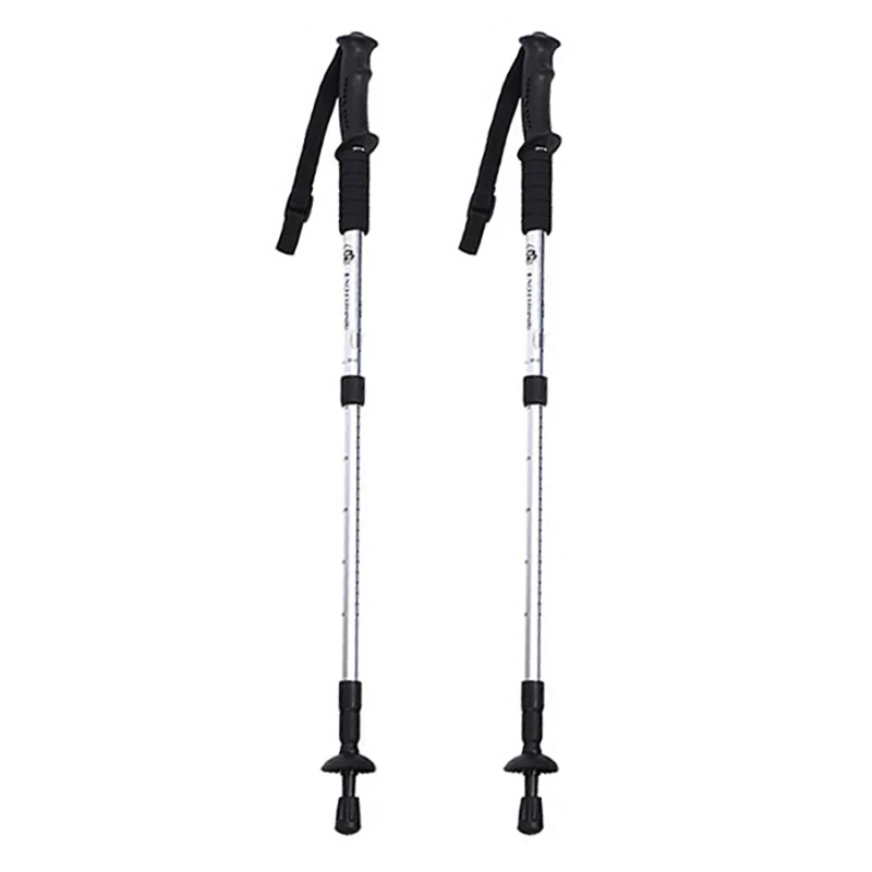 Pólos de Trekking Bastões com Pontas de Borracha Lote Nórdicos Bengalas Telescópica Caminhadas Anti Choque Andando Equipamento 2 Pçs –