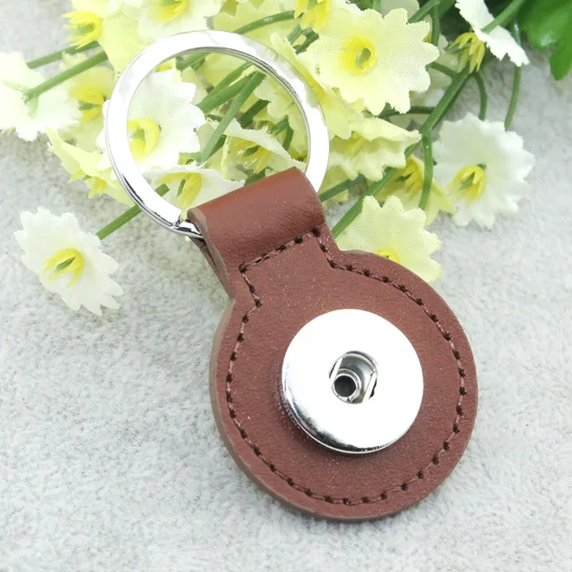 3 Styles Snap button Keychain PU Leather Belt Key Chains DIY Accessory Fit 18mm Snap buttons