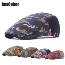 RoxCober Унисекс Хлопок Граффити камуфляж Newsboy кепки s Гэтсби плюща шапки гольф вождения солнца плоская шапка Модные береты регулируемый