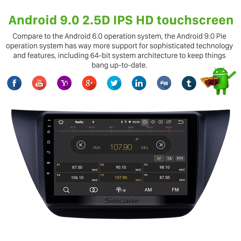  Seicane 9 inch Android 9.0 Car Multimedia player GPS for MITSUBISHI LANCER IX 2006 2007-2010 with W