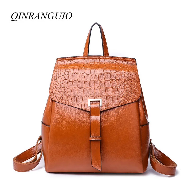 

QINRANGUIO Leather Backpack Fashion Women Backpack Large Capacity Travel Backpack Hign Quality Mochila Ladies Backpack bag pack