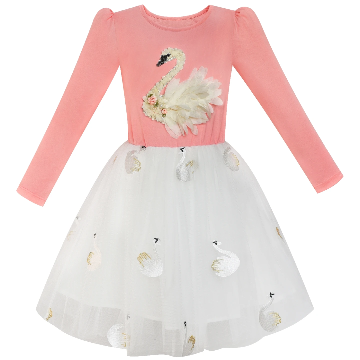 Sunny Fashion платья для девочек новогодние костюмы Румянец Розовый Длинный рукав