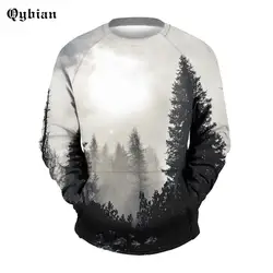 Qybian пейзаж дерево печатных Толстовка Для женщин Для мужчин с длинным рукавом с капюшоном 2017 осень-зима Пуловеры для женщин забавные