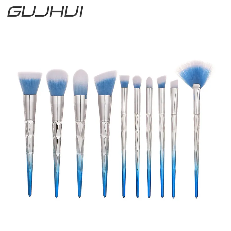 10 PC Small Waist Unicorn Makeup Horn Handle Brushes Powder Cosmetic 