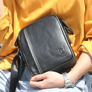 

2019 new 100% genuine leather men's messenger bag vintage shoulder bags for mini high quality male crossbody bag