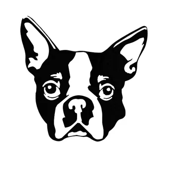 

10.2*10CM Boston Terrier Dog Car Stickers Personality Animal Decals Car Styling Decoration Black/Silver S1-0273