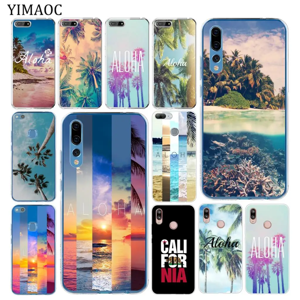 

YIMAOC Beach Aloha Tree Summer Soft Silicone Phone Case for Huawei P30 P20 Pro P10 P9 P8 Lite 2016 2017 P smart Z 2019 Cover