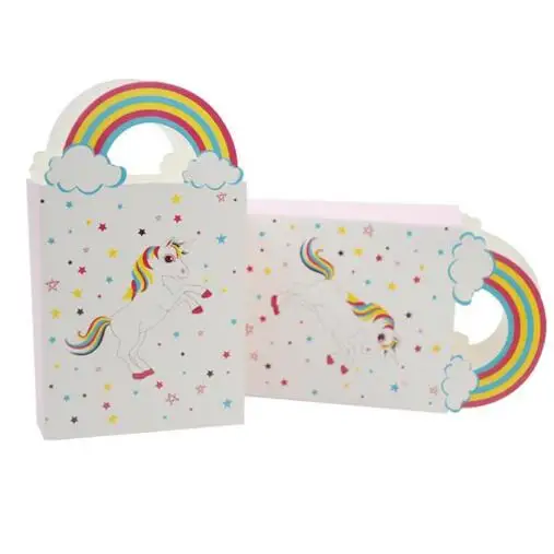 Unicorn Party Paper Bags With Handles Wedding Birthday Party Kraft Gift Bag Gender Reveal Baby Shower Party Bags Supplies