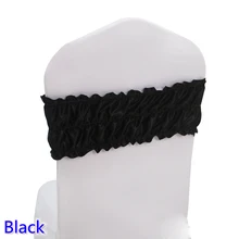 Черный пояс-кушак Свадебные Стул Sash Раффлед спандекс створки для стульев подходит для всех стульев для свадьбы, банкета, украшение партии