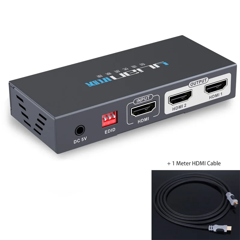 

US Plug HDMI Splitter Full HD 1080p Video HDMI Switch Switcher 1X2 Out Amplifier Display For HDTV DVD PS HDMI Splitter Converter