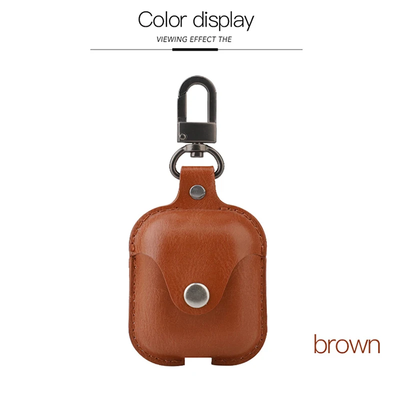 PU Leather Case For Airpods Luxury Business Earpods Box For Apple Earphone Cute Cover For Air Pods With Hook Lovely Protector (8)