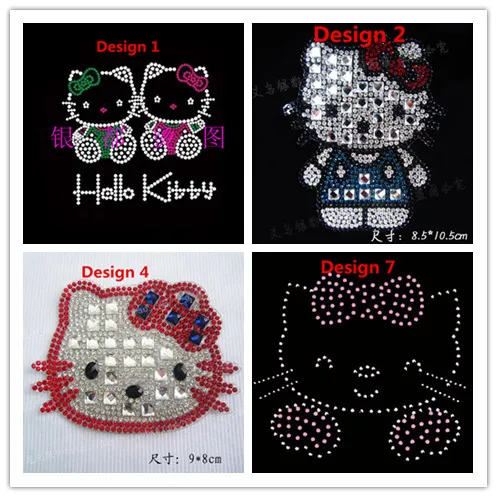 

Hello Kitty with Bow Iron On Hot Fix Rhinestone Transfer Motif Diamante Crystal Rhinestone T-Shirt Transfer 5pcs Free shipping