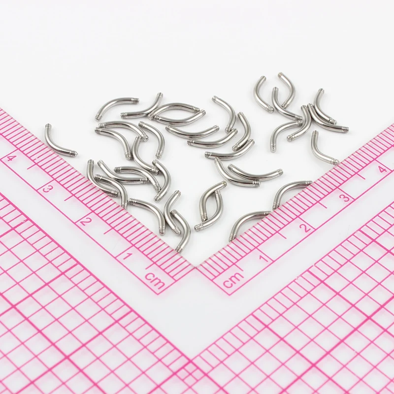 Body Piercing Jewelry 16G (1.2mm) Stainless Steel Screw Thread Arc Rod Spare Part Belly Button Ring Eyebrow Nail 10 pieces a Lot