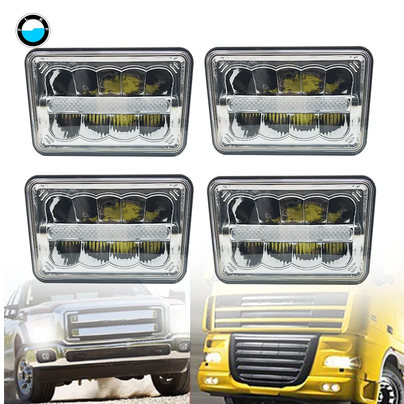 

4x6 Inch Rectangular LED Truck Headlights Sealed Beam Headlamp Replacement for H4651/H4652/H4656/H4666/H6545 type.