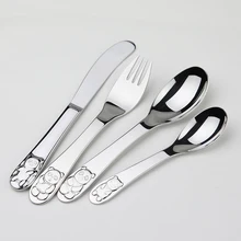 Kinder Geschirr Besteck 4 Stücke Geschirr Set Panda Qualität Besteck Tabelle Messer Gabel Löffel Lebensmittel Edelstahl Geschirr