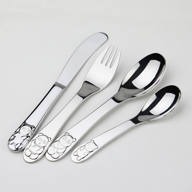 Cozy Zone Children Tableware Cutlery Set 4Pcs Dinnerware Set Panda Quality Kid Dinner Knife Fork Food Stainless Steel Dining Set Cozy Zone Children Tableware Cutlery Set 4Pcs Dinnerware Set Panda Quality Kid Dinner Knife Fork Food Stainless Steel Dining Set