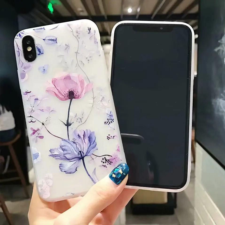 Тиснение чехол для телефона iphone 6 iphone 6s iphone 7 Plus силиконовый мягкий iPhone X 6 7 6s