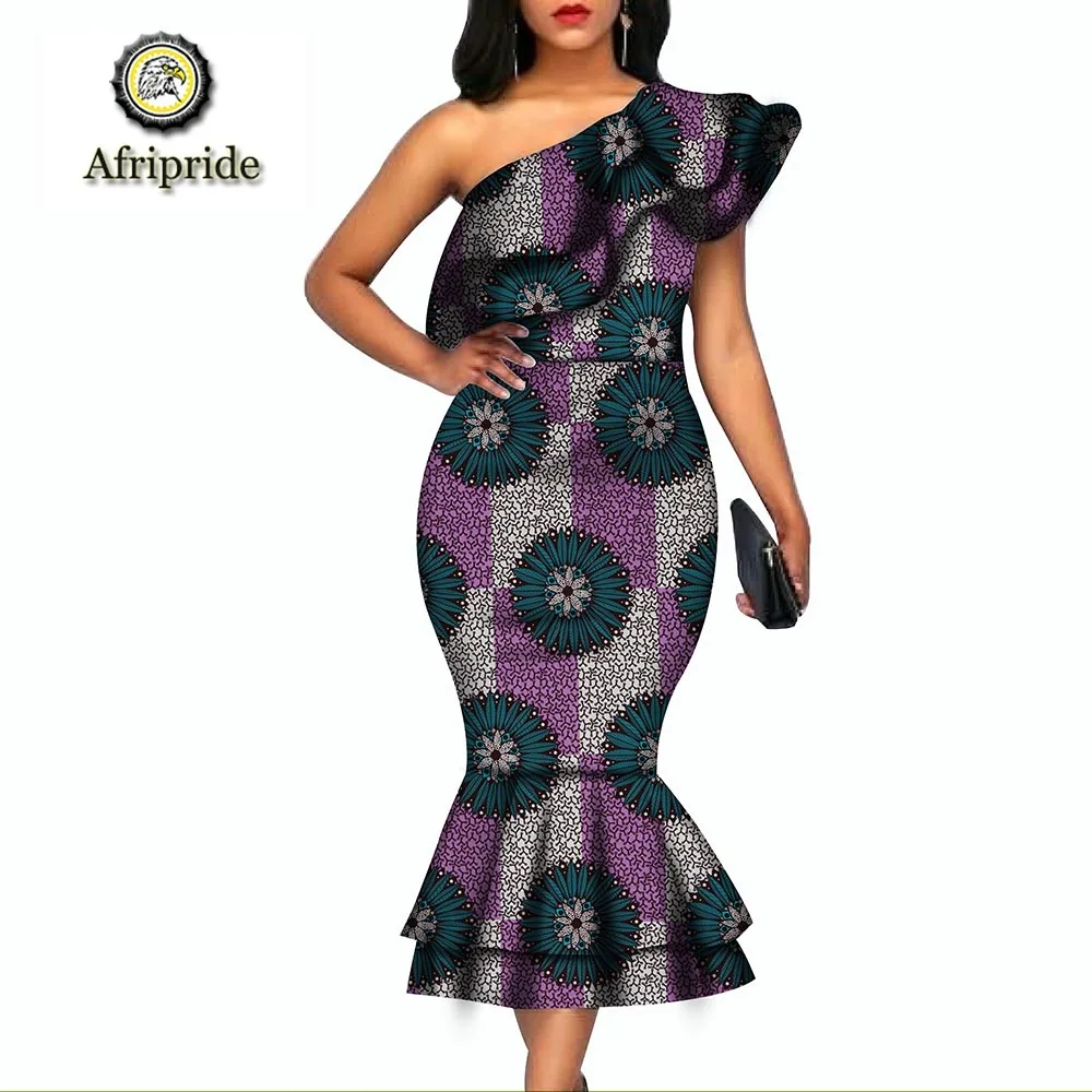 Африканские платья для женщин AFRIPRIDE Дашики Базен riche Анкара печать Труба платье для женщин Чистый хлопок S1825064