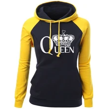 Для женщин Спортивная осень-зима Реглан Толстовка для женщин брендовая одежда в уличном стиле с принтом в виде королевской короны из модная толстовка; хит