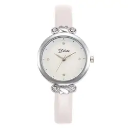 Модные Повседневные часы женские для девочек Аналоговые кварцевые наручные часы Кристалл кожаный ремешок минималистский простой браслет