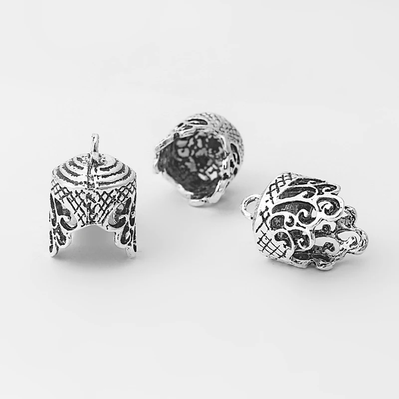 

10 pcs Antique Silver Lace Lacework Embossment Grain End Cap Beads For DIY Jewelry Fittings