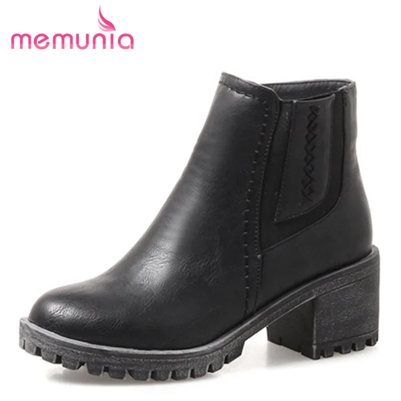 

MEMUNIA 2018 new fashion ankle boots for women winter popular comfortable short plush boots fashion high heels boots