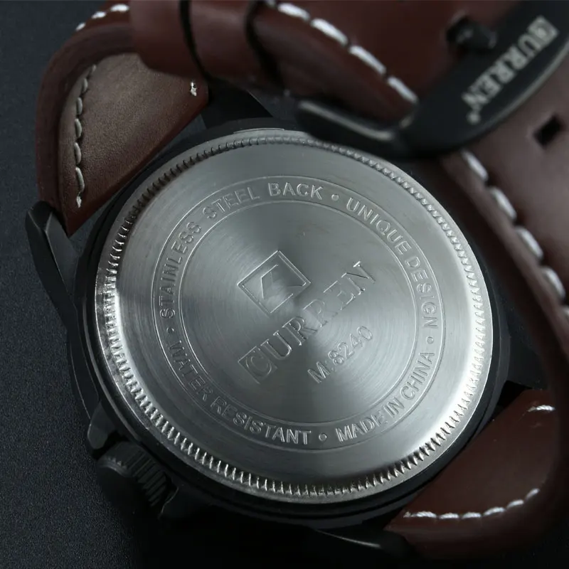  Luxury Brand CURREN Men Sports Watches Men Quartz Date Clock Fashion Casual Leather Strap Army Mili
