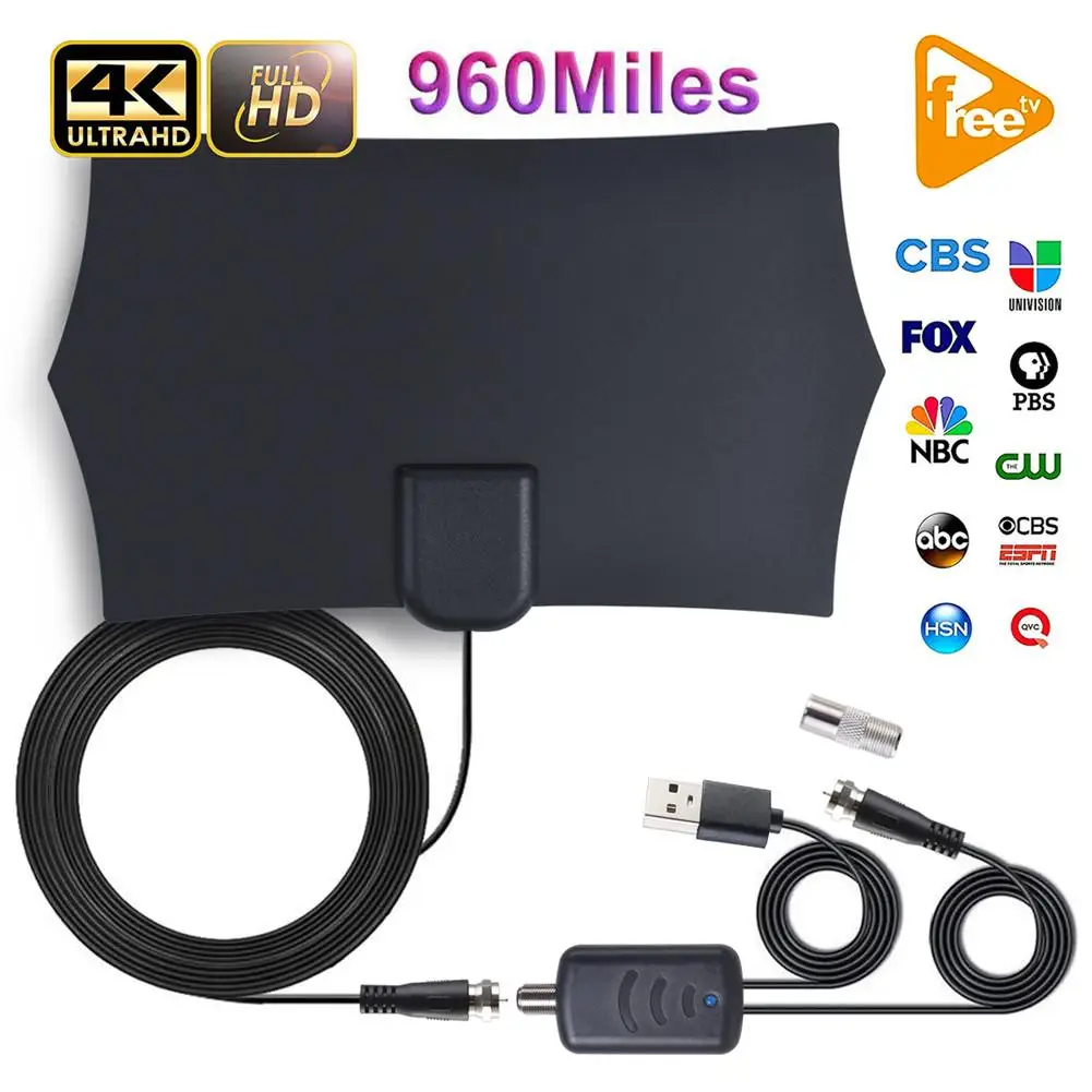 960 миль диапазон 4K цифровой HDTV Антенна Внутренняя усиленная антенна HD 1080P DVB T2 Freeview