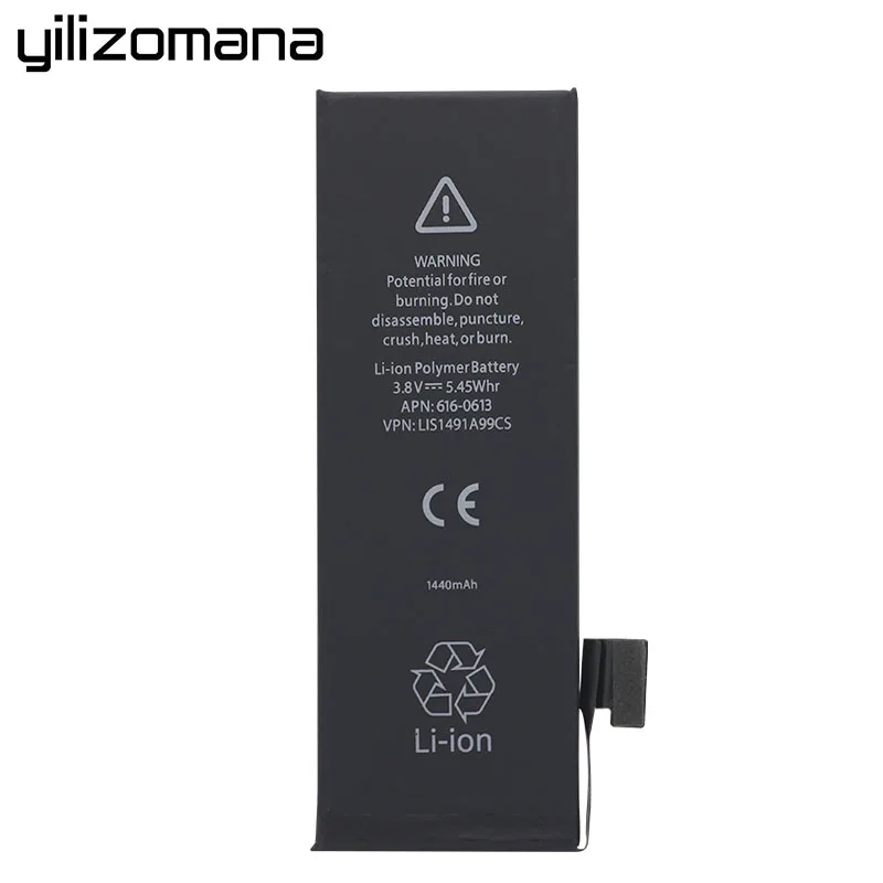 YILIZOMANA, аккумулятор для телефона iPhone 5, батарея для iPhone 5G, высокая емкость, мобильный телефон, литий-полимерный аккумулятор, набор инструментов, 1440 мАч