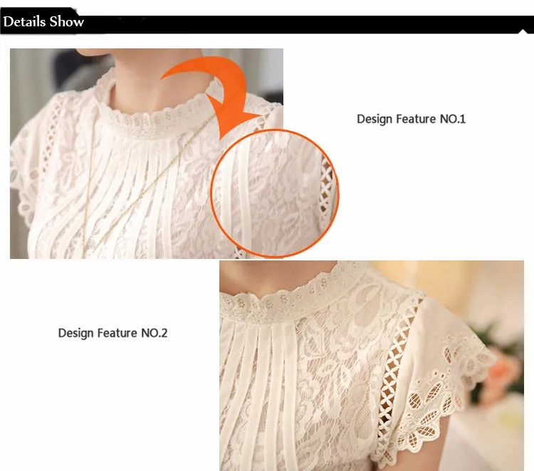 Blusas Femininas 2016 Summer Women Fashion Plus Size Crochet Hollow out Lace Blouse Short Sleeve White Black Slim Tops Shirts  g