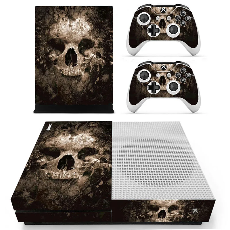 Skull Cover Sticker For Microsoft Xbox One Slim S Console Skin + 2
