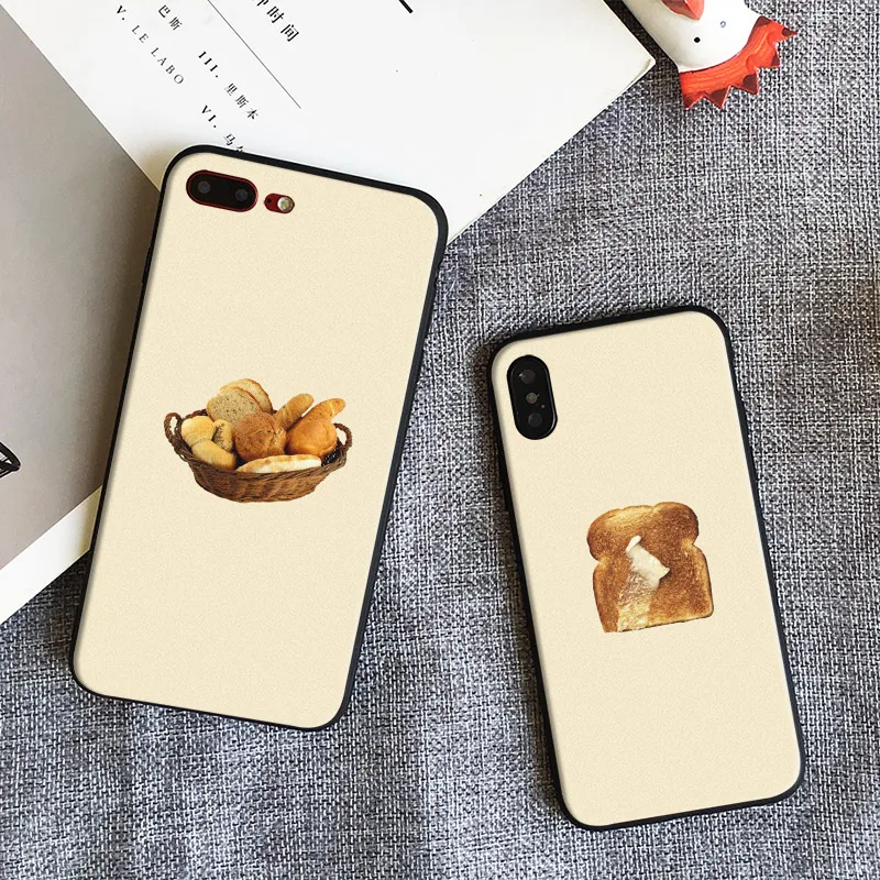 Butter bread basket food cute Pattern Soft Silicone Phone Case shell
