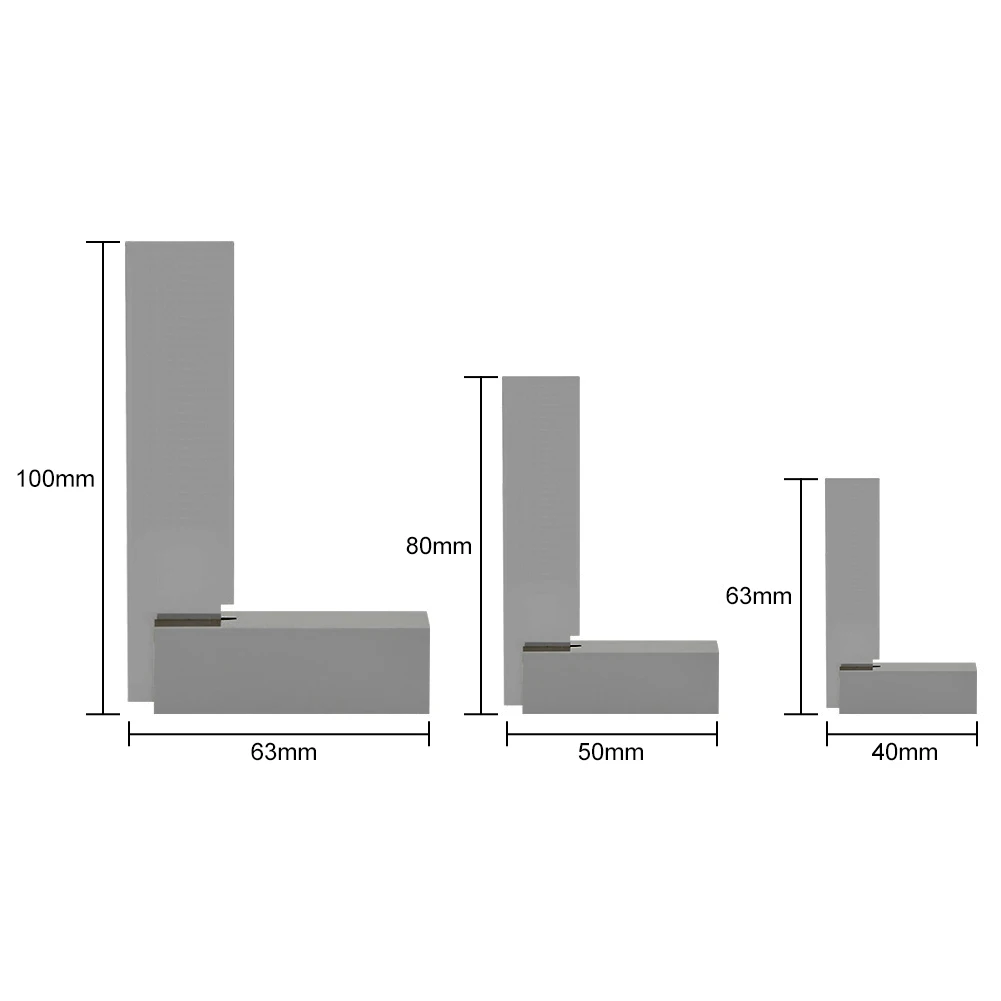1 шт., угловая квадратная линейка из нержавеющей стали, размер 90 градусов, 1 угол, широкая база 63x40/80x50 мм для измерительных инструментов