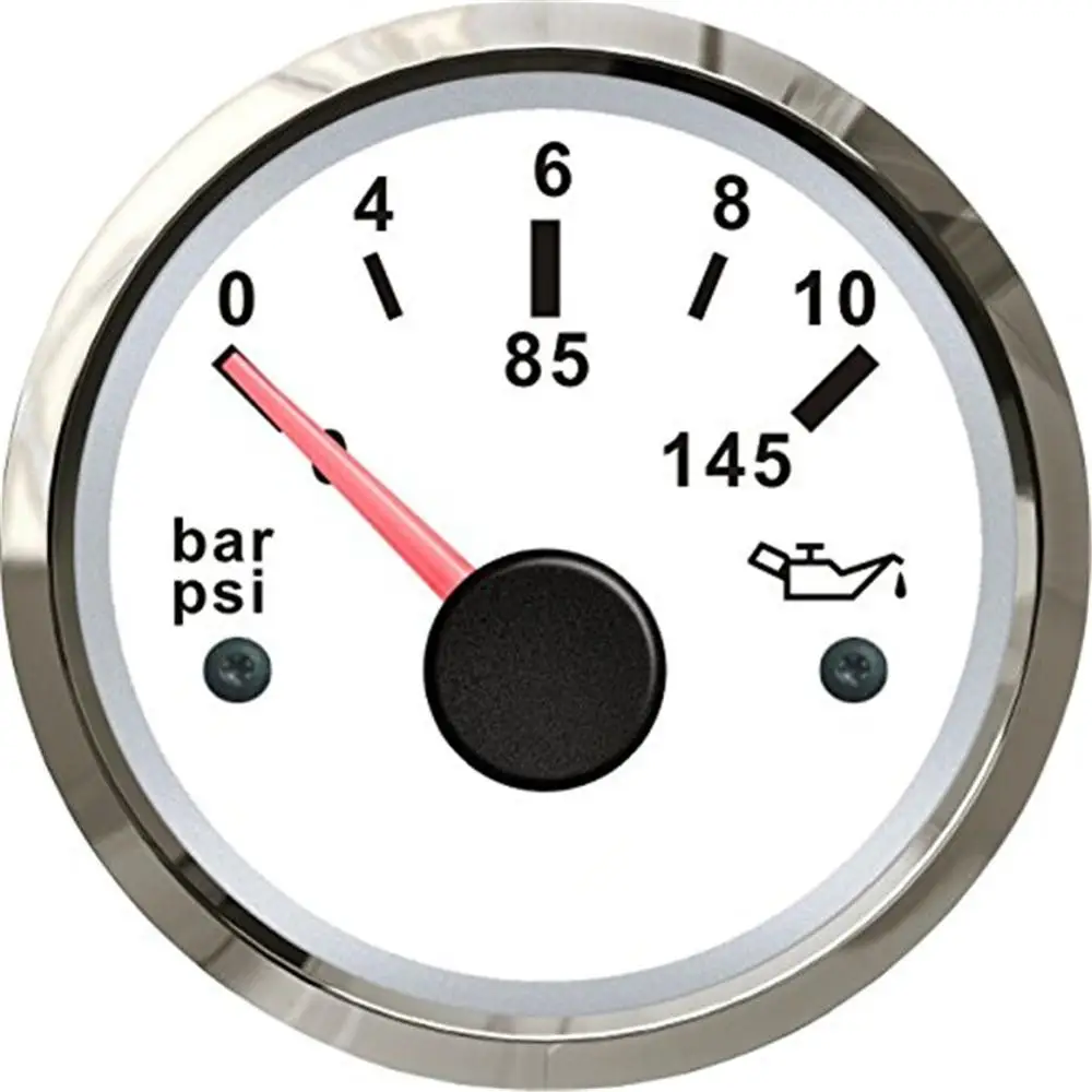 

1pc 0-145psi 52mm Oil Pressure Gauges Fuel Pressure Gauges 0-10bar 12/24v Fit for Boat or Auto Tuning