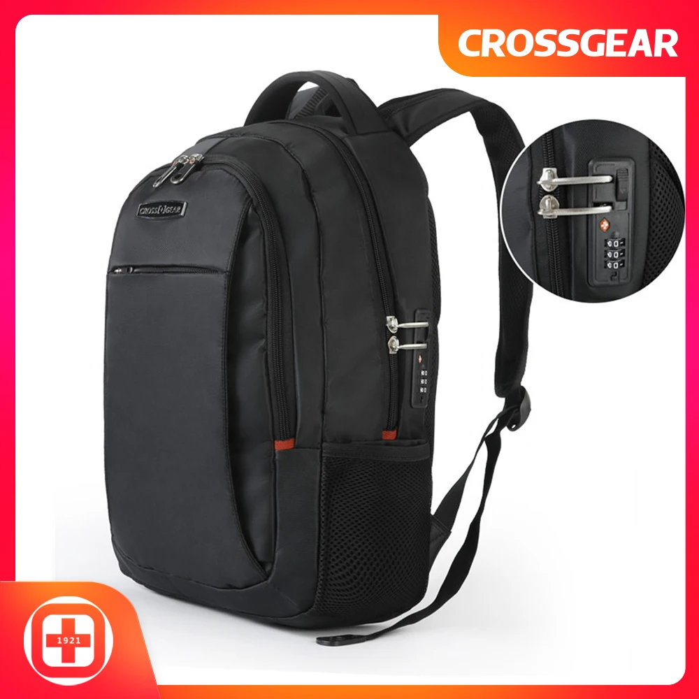 

CROSSGEAR Male ag Backpack with USB Charging Port Laptop bag and Combination Lock- Fits Most 15.6 Inch Laptops and Tablets