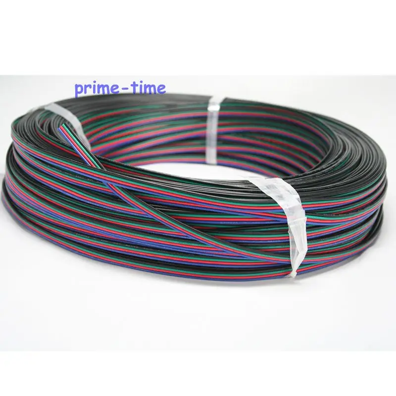 Cabo de Cabo para 3528 Pinos Extensão Fio Canais Estender 5050 Led Strip 22 Awg Atacado 100m 4 Rgb