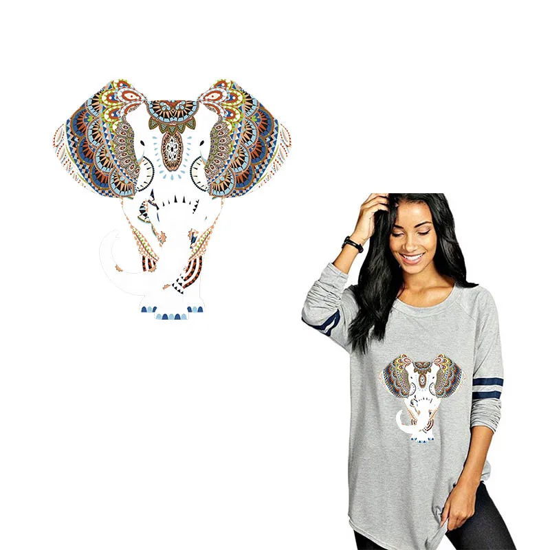 

Cute Animal Elephant Iron on Heat Transfer Printing Patches Sticker Washable For T-shirts Clothing DIY Stickers Appliques 2019