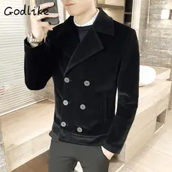 2018 новая осенняя и зимняя трендовая Мужская шерстяная куртка, Корейская версия двубортной короткой стильной куртки ветровки