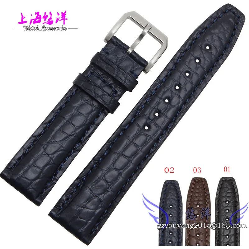 Crocodile leather strap for Portugal s pilot BaiTao thin straps Male 20 21 22 mm