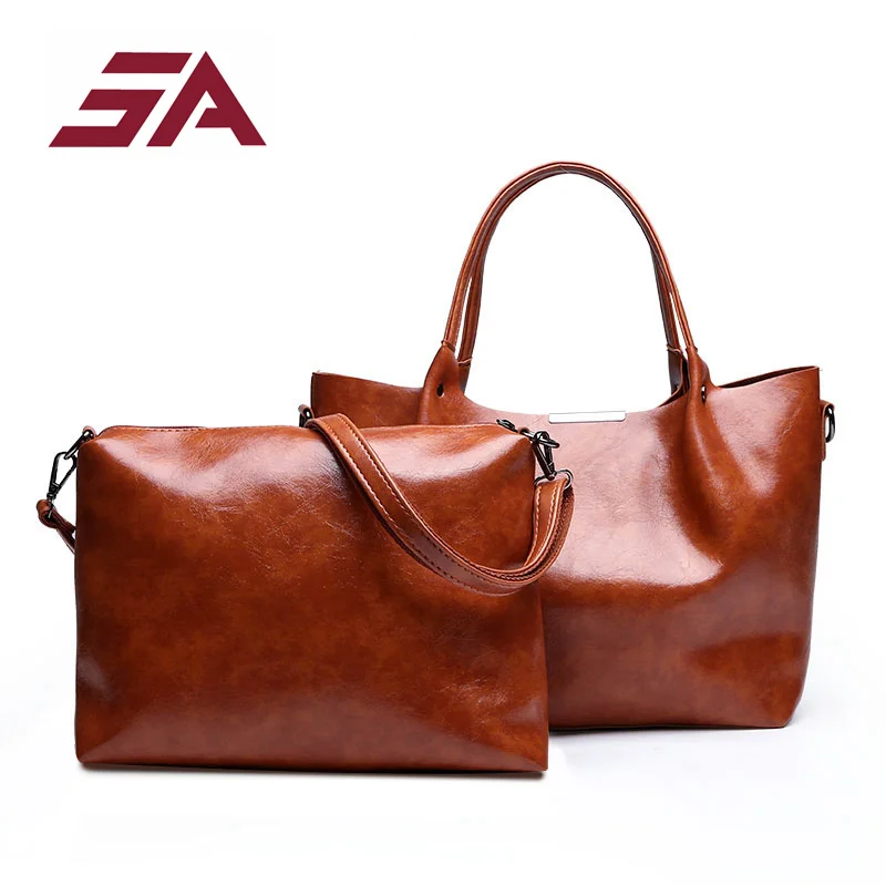 

SA Women Bags Set 2 Pcs PU Leather Handbag Women Large Tote Bags Vintage Spanish Brand Big Shoulder Bag Sac a Main