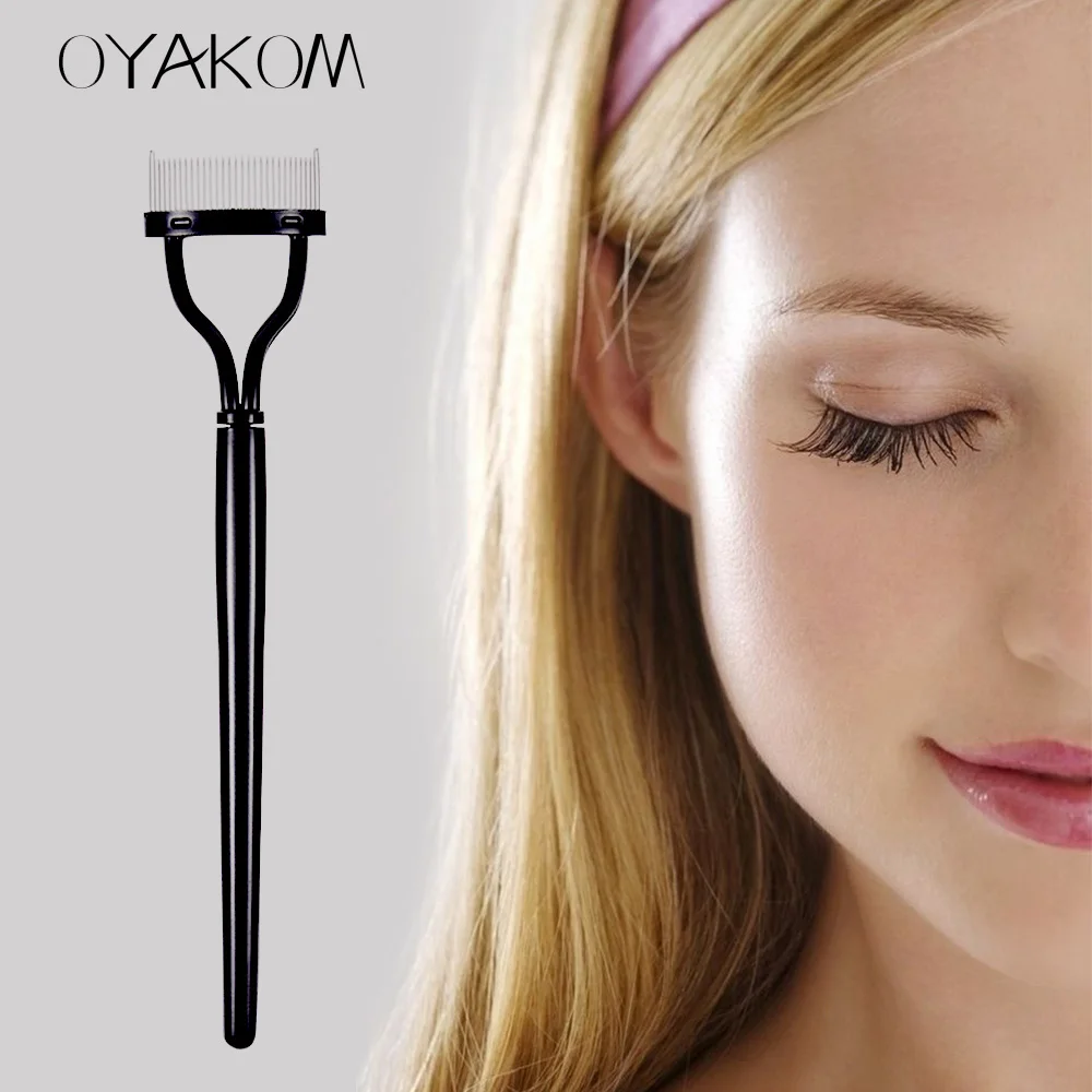 OYAKOM النساء المحمولة رمش مشط الحاجب فرشاة لاش فاصل رفع حليقة الجمال الجمال التجميل الأساسية أداة العين ماكياج أدوات