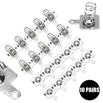 

10 Pairs Replacement Spring Battery Contact Plate Silver 9mm Metal For AA AAA Batteries