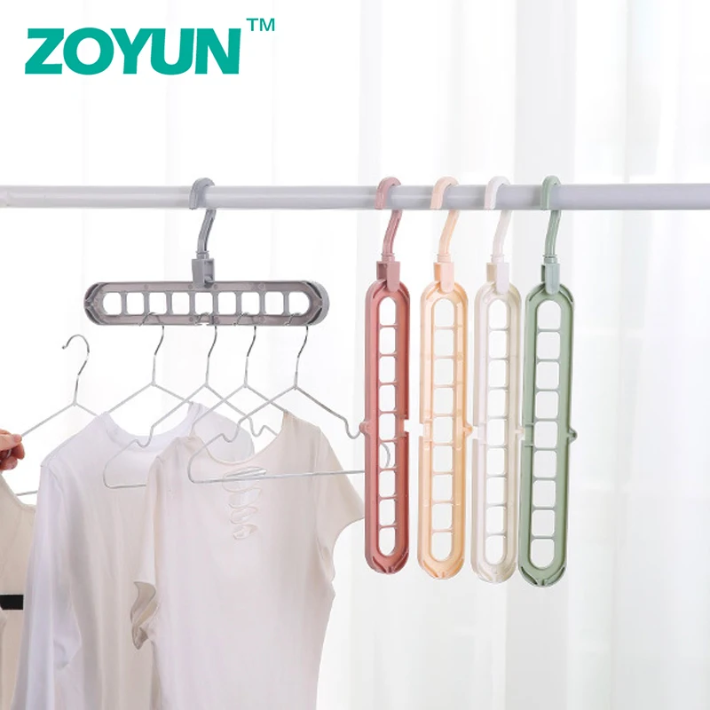 

Multifunctional hangers home balcony folding magic storage creative nine-hole rotating clothes slip drying racks wardrobe storag