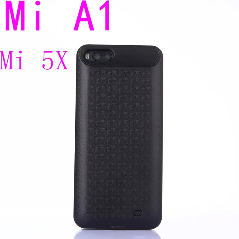 Чехол для зарядного устройства для Xiaomi mi A1 5X mi 6 6 mi note 3 противоударный чехол для питания s Внешний внешний аккумулятор Зарядка задняя крышка Capa - Цвет: Mi A1-Black